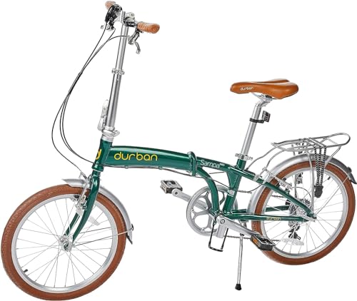 durban, Bicicleta Urbana Dobrável Sampa Pro com 6 Marchas, Aro 20, Verde.