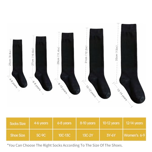 MINI PANDA 6 Pairs of Girls and Boys Knee High Socks, Soft Kids School Uniform Socks long socks2