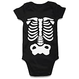 Vieille Baby Boy's Bodysuit 3-6 Months Cool Black Halloween Baby Short Sleeve One Piece Outfit Romper 3-6 Months