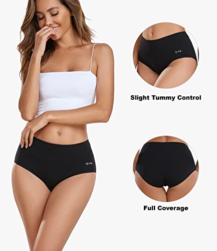 Image of coskefy Women's High Waisted Cotton Underwear Soft Breathable Panties Stretch Briefs Ladies Panties 5 Pack