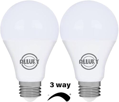 Alluky 3-WAY LED Bulbs 50 100 150 Daylight, A21 5000K LED Bulbs 500/1600/2200LM, E26 Base Light Bulbs for Table Lamps, Desk Lamps, Floor Lamps - 2Pack
