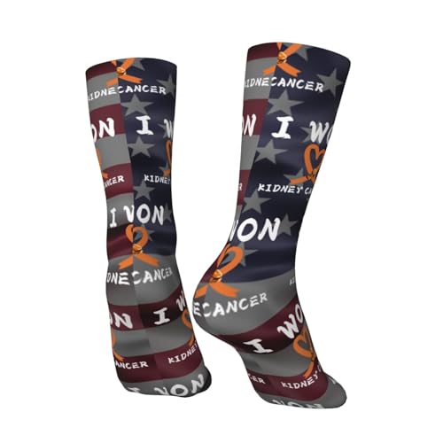 Kidney Cancer Awareness Orange Ribbon I Won Survivor Support Adult Polyester Crew Socks Breathable Moisture-Wicking Athletic Running Gym24