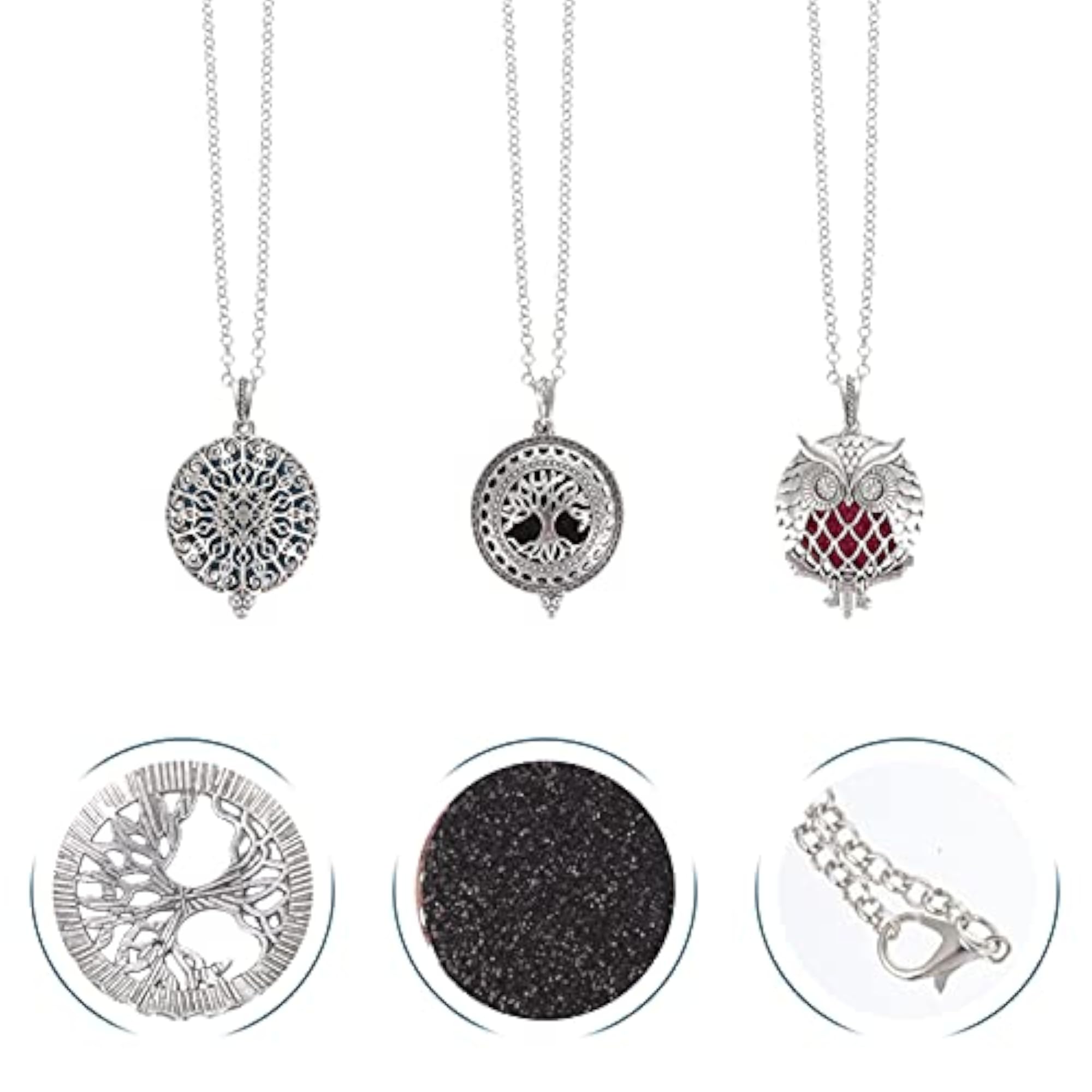 3Pcs Aromatherapy Pendant Diffuser Necklace