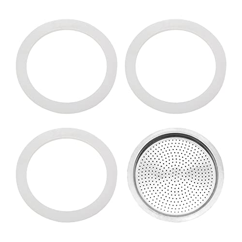 Replacement Gasket For Stovetop Espresso Coffee Makers, Food Grade Silicone Coffee Maker Cups Replacements Packing 3 Gaskets Seals And 1 Filter For Coffee Pot Compatible With Moka Espresso(3 Cup) #TOP7