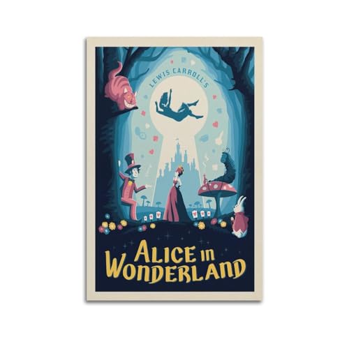 koanga Poster littéraire vintage Alice au pays des merveilles - Impression sur toile murale et image d'art moderne pour chambre à coucher - 30 x 45 cm