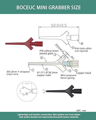 Image of Test Leads BNC Breakout BNC Plug, Square Pin Sockets x 2, Mini Grabber SMD IC Testing Hook Clip for Dupont Jumper Test Lead Accessory Logic 5570384