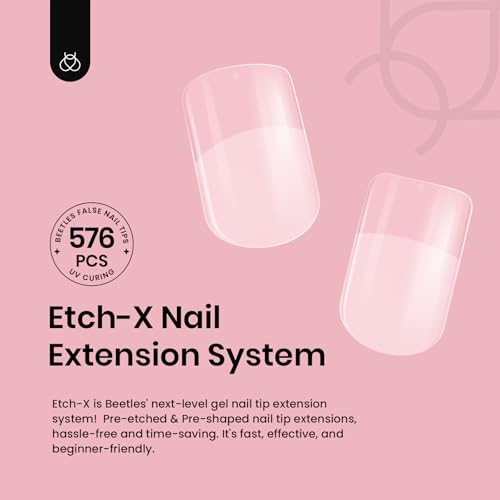 Image of Beetles Extra Short Square Nail Tips: 576PCS 12 Sizes XS Short Square Half Matte Clear False Acrylic Press on Nails Tips Pre-Shape Full Cover Nail Tips Nail Extension DIY