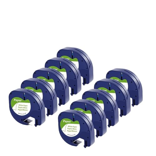 5PK 10PK �ADymo �e�[�v 12mm �N���A Letratag ���t�B�� 12267 91331 91203 LT ���x���}�V�� LT-100H LT-100T �ɑΉ�(10 Paper White)