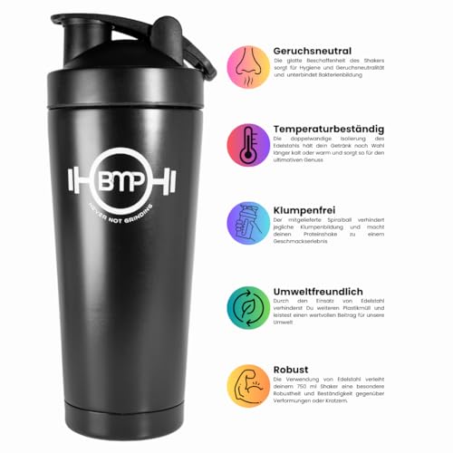 Edelstahl Protein Shaker 750 ml von BMP Fitness