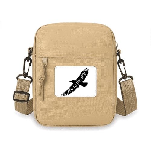 Sac à bandoulière de qualité pour téléphone portable en noir naturel motif aigle sauvage