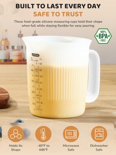 Image of LUSHYUM Silicone Measuring Cups for Melting Chocolate, Detachable Handles