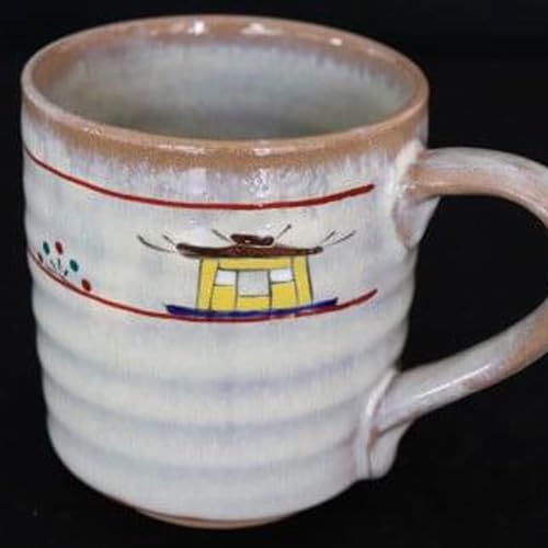 赤膚焼 奈良絵マグカップ 奈良県伝統工芸士 大塩昭山作