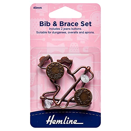 Hemline H468/BRO Bronze Bib & Brace Set 40mm 1 For Aprons, Overalls & Workwear by Hemline
