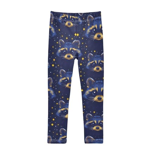 Raccoon Starry Night Girls Leggings Soft Stretch Workout Yoga Dance Pants for Kids Casual Tights