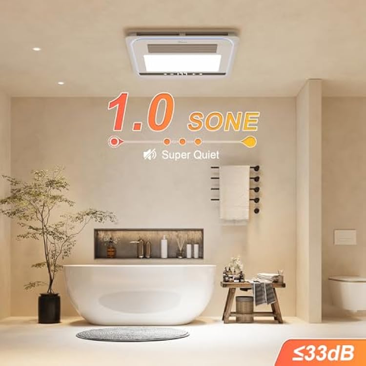 Hawkrown 4 in 1 Bathroom Exhaust Fan with Light, 1760W Heater Fan Light Combo, 190 CFM Bathroom Fan, 1.0 Sone Exhaust Fan with Heater, Light, Ventilation for Home, Bath, Hotel