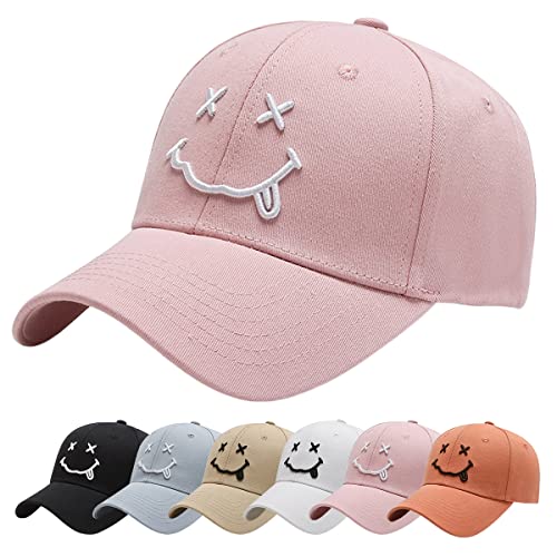 Enwokran Casquette Baseball, Chapeau Ete Respirante Légère Réglable Unisexe avec Brodée Coton Anti-Soleil Sourire Baseball Cap Hip Hop Sport Outdoor...