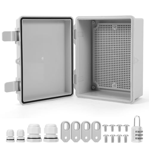 Coffret Electrique Etanche Exterieur en ABS, 3mm Boîte de Jonction, IP67 avec Porte Gris, avec Joint d'Étanchéité Intégré Résistant, Idéal pour Irrigation, Piscine et Projets DIY