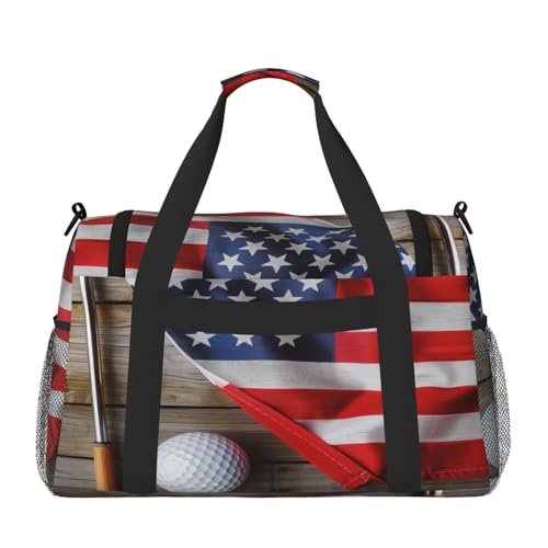 Golf Ball Us Flag Travel Duffel Bag with Strap Multi Pockets Sports Bag Handbag Large Shoulder Bag for Gym Weekend Fitness Camping2