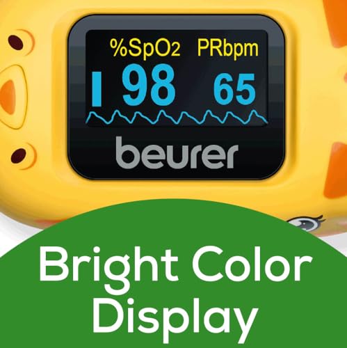 Image of Beurer German Engineering P0 13 Kid's Pulse Oximeter I Fingertip Home Pulse Oximeter I Displays SPO2 and Heart Rate & I Has 4 rotation views I Easy One-Button Operation I 3 years warranty I Yellow in Color