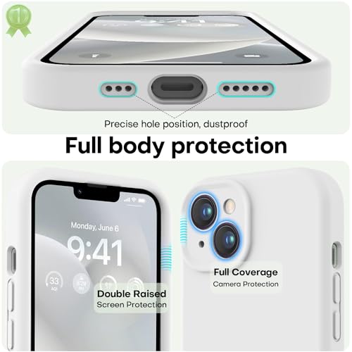 Image of LOVE 3000 Designed for iPhone 14 Case, Premium Silicone with [Soft Anti-Scratch Microfiber Lining] Shockproof Protective Phone Case for Men Women Girls 6.1 inch, White