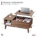 LYNCOHOME Fluted Lift Top Coffee Table with Storage, Modern Coffee Table for Living Room, Home Office（Walnut）