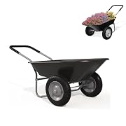 GYMAX Carretilla de Jardín de 100 litros de Volumen con 2…