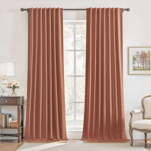 UHITECH Terracotta Blackout Curtains 52" W x 108" L 2 Panels Set