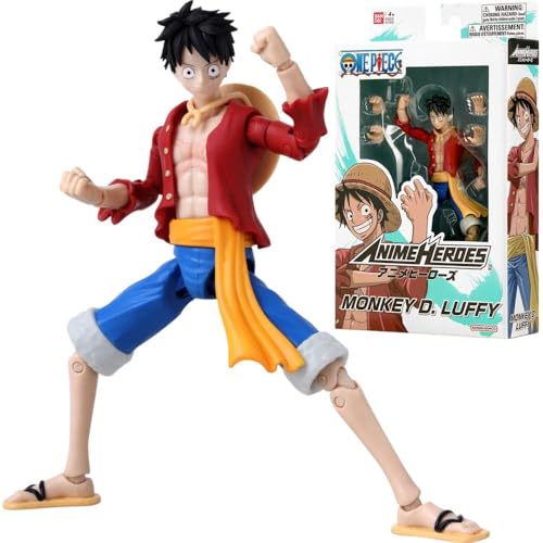 BANDAI Anime Heroes One Piece Figures Monkey D. Luffy Action Figure | 17cm Articulated Luffy Anime Figure With Swappable Hands One Piece Action Figures Pirate Toys Range