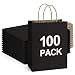 BagDream Kraft Paper Bags 8x4.25x10.5 Inches 100Pcs Gift Bags Party Bags Shopping Bags Kraft Bags Retail Bags Black Paper Gift Bags with Handles Bulk
