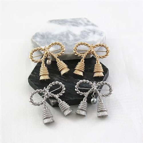 Image of Vintage Ribbon Bow Brooch Pin Exaggerated Bow Knot Lapel Pins Clip Shawl Hat Suit Dress Accessories Brooches Pins Unique Birthday Christmas Jewelry Gifts for Women Girls Mother