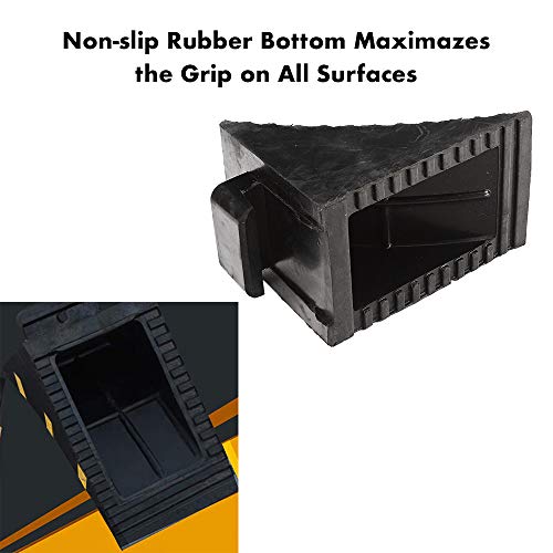 Genubi Industry 2 Pack Heavy Duty Extra Large Rubber Wheel Chocks 10" L X 6" W X 7.3" H, With Portable Handle Reflective Strips Front And Back For Camper, Travel Trailer, Truck, Vehicle And Rv #TOP5