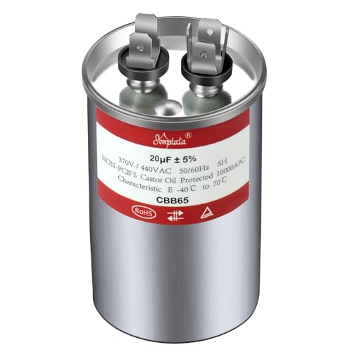AMPTATA AC Capacitor, 20uf CBB65 Capacitor for AC/HVAC/Air Conditioner/Pool Pump/Condenser Fan Run Motor Start, 20MFD CBB65 370VAC 440VAC 450VAC 50/60Hz Carrier