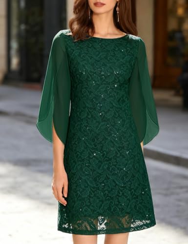 Image of COOAN Wedding Guest Cocktail & Formal Dresses for Women - Lace Sequin Dress