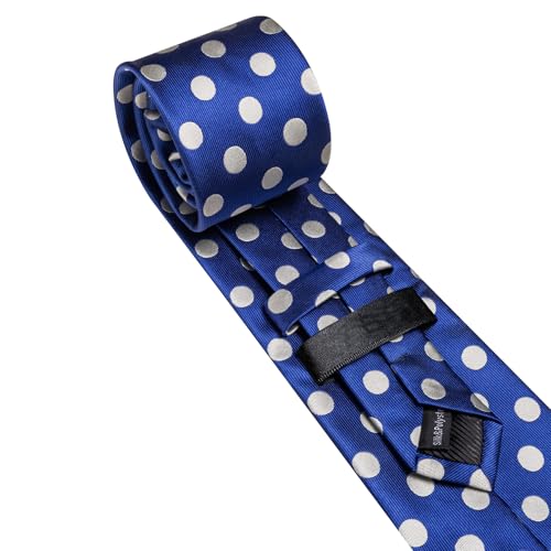 Image of Barry.Wang Ties for Men Silk Tie Sets Polka Dot Woven Necktie Pocket Square Cufflinks Business Wedding