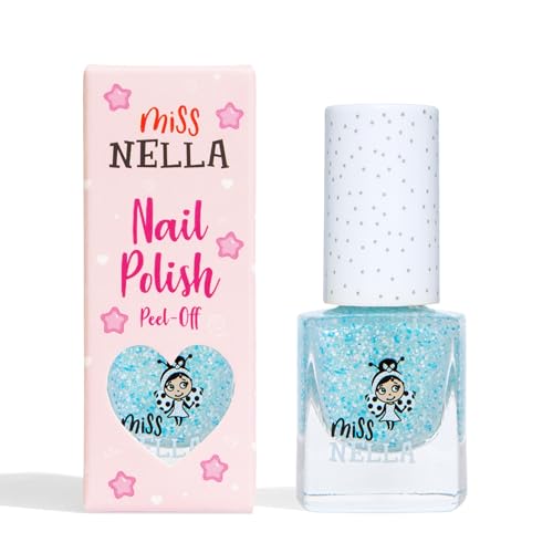 Miss Nella Once Upon A Time Safe Smalto Rosa Speciale con Glitter Bianchi per Bambini e Bambine, Formula Atossica e Inodore, Base d'Acqua per Facile Rimozione