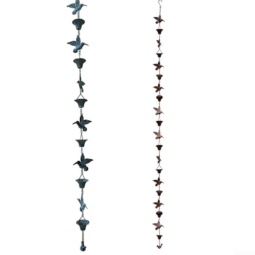 Chaînes de pluie pour gouttières, 2,6 m de long, chaîne de pluie lotus en cuivre, décoration de rechange pour gouttières, drainage d'avant-toit (marron)