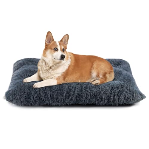 Nepfaivy Dog Beds for Medium Dogs - Dog Beds & Furniture, Fluffy and Soft Dog Crate Pad, Warm Plush Dog Bed for Crate, Faux Fur Dog Crate Mat, Washable Dog Pillow Mats for Sleeping, Flat Pet Bed