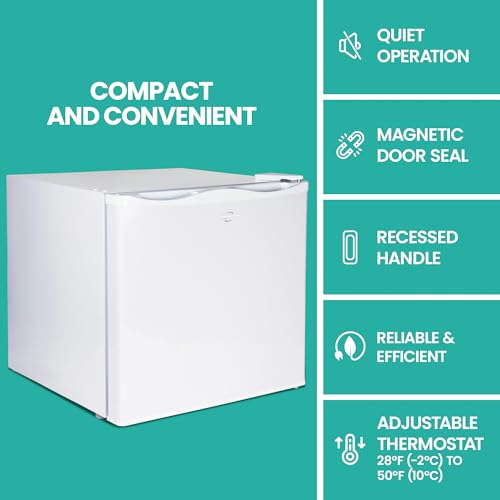 Image of Koolatron Mini Upright Freezer 1.2 cu ft (34L) White, Manual Defrost, Space-Saving Flat Back, Reversible Door, Wire Shelf, for Apartment, Condo, Office, RV, Cabin, Dorm Room, Home Bar