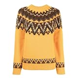 Jersey noruego para mujer, cálido y elegante, de invierno, con cuello redondo, mangas largas, sudadera con estampado jacquard, de gran tamaño, cómodo, ropa de moda para mujer, otoño e invierno, malva