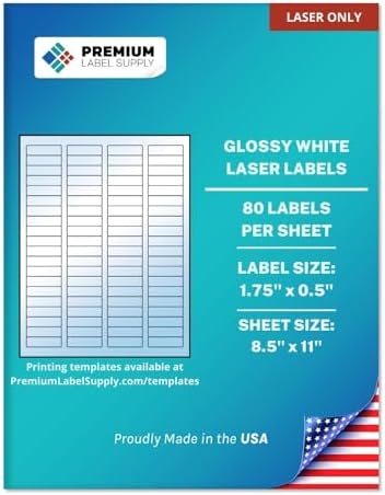 Premium Label Supply Glossy White Sticker Return Address Labels – 1.75" x 0.5" – (80 per Sheet) (Glossy White for Laser Only, 800 Labels) image 4