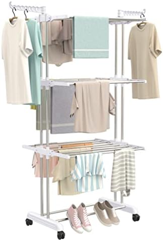 Synergy - Premium Heavy Duty Stainless Steel Clothes Drying Stand | Cloth Dryer Stand | Cloth Stand for Drying Clothes Foldable | Cloth Hanging Stand | Cloth Drying Stand (3 Tier) White - SY-CS21