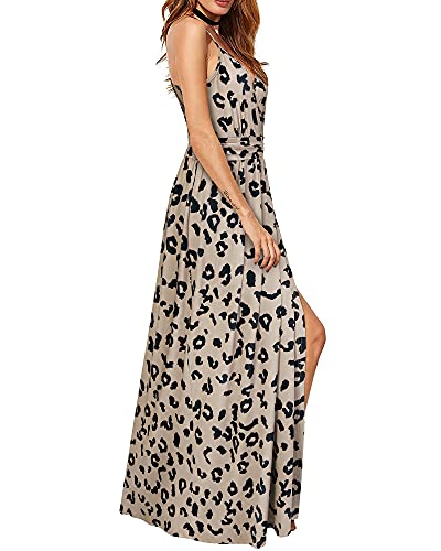Image of Newshows Women's 2026 Lightweight Summer Wedding Guest Beach Vacation Casual V Neck Split Flowy Maxi Dress