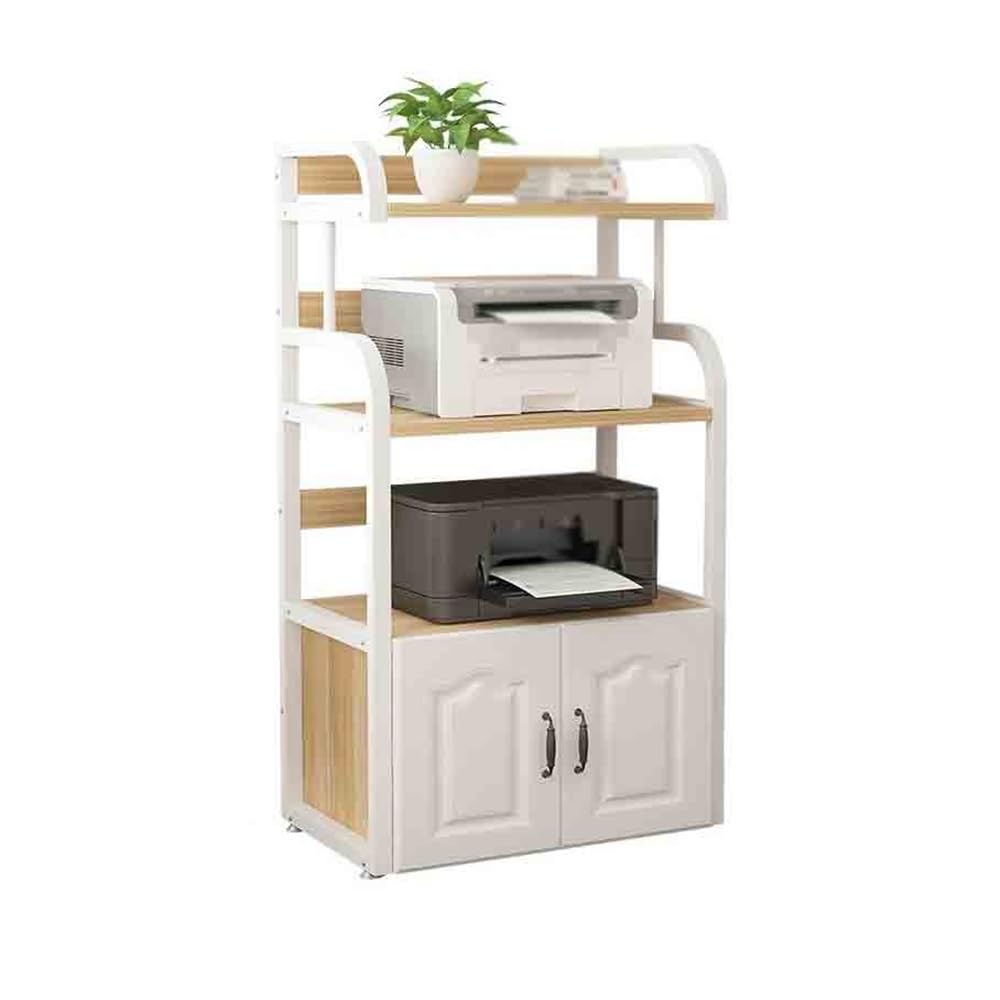 Soporte para impresora Estante de piso for impresora, estante de almacenamiento de oficina, escritorio de fotocopiadora, estante de almacenamiento multicapa con gabinete de puerta Mesa para impresora