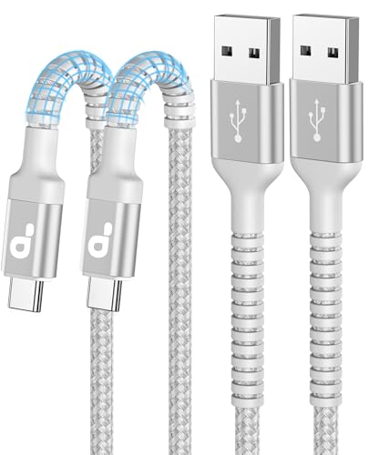 Image of USB C Cable [2 Pack, 10FT], Long USB A to USB C Charger Cable, Type C Cable 3A Fast Charging Upgraded Extra Durable Braided USBC Cord for iPhone 17 /16 15 Pro Max /Samsung Galaxy S26 S23 and More-Silver