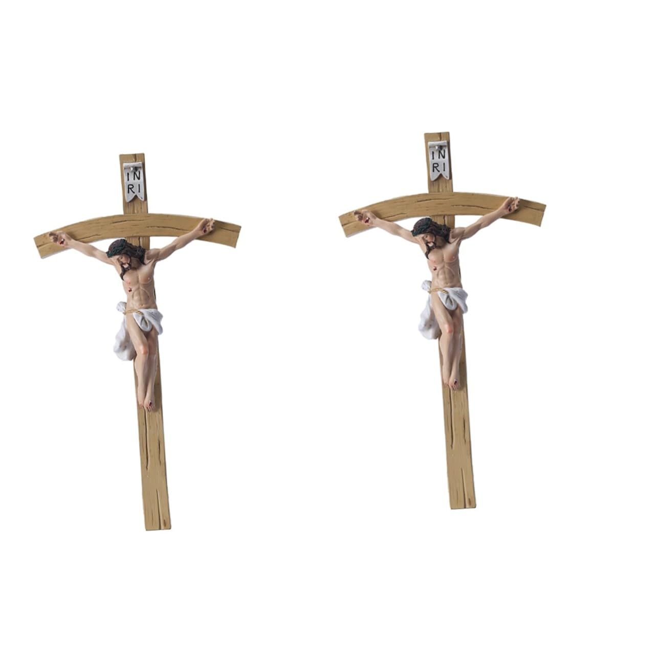 Cruz de Jesús de pared con acabados premium de resina y coronas para decoración de casa