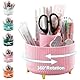 Cayxenful 360 Grad Stiftehalter Drehbar, Aesthetic Schreibtisch Organizer Kinder mit 5 Fächern,Große Kapazität Stifte Organizer-Desk Organisation für Büro, Schule, Zuhause Stifte Organisation (Rosa)