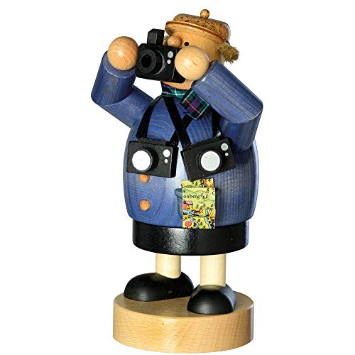KWO Smoking Man Figurine, Photographer, 20 cm, Wood, Multicolour, One Size