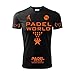 ZENA T-Shirt Maglietta Tecnica Padel, Dry Fit Maglia Tennis Champion Gara Mania Smash (Nero/Arancione, Large)