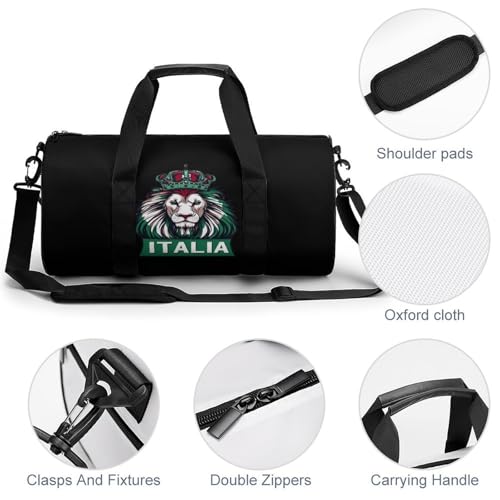 Lion Italy Italian Flag Sports Gym Bag Travel Duffel Workout Bag with Adjustable Strap4