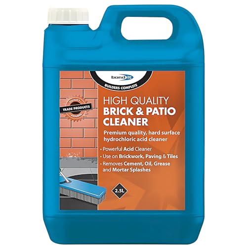 BOND IT Brick & Patio Cleaning 5L - High Strength Powerful Acidic Brick and Patio Cleaner, Tiles, Cement, Concrete, Garage, and Warehouse Floors Oil Grease